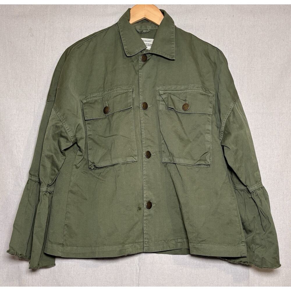 Current Elliott Olive Green Army Military Bell Sleeve Button Jacket Size 1 Small